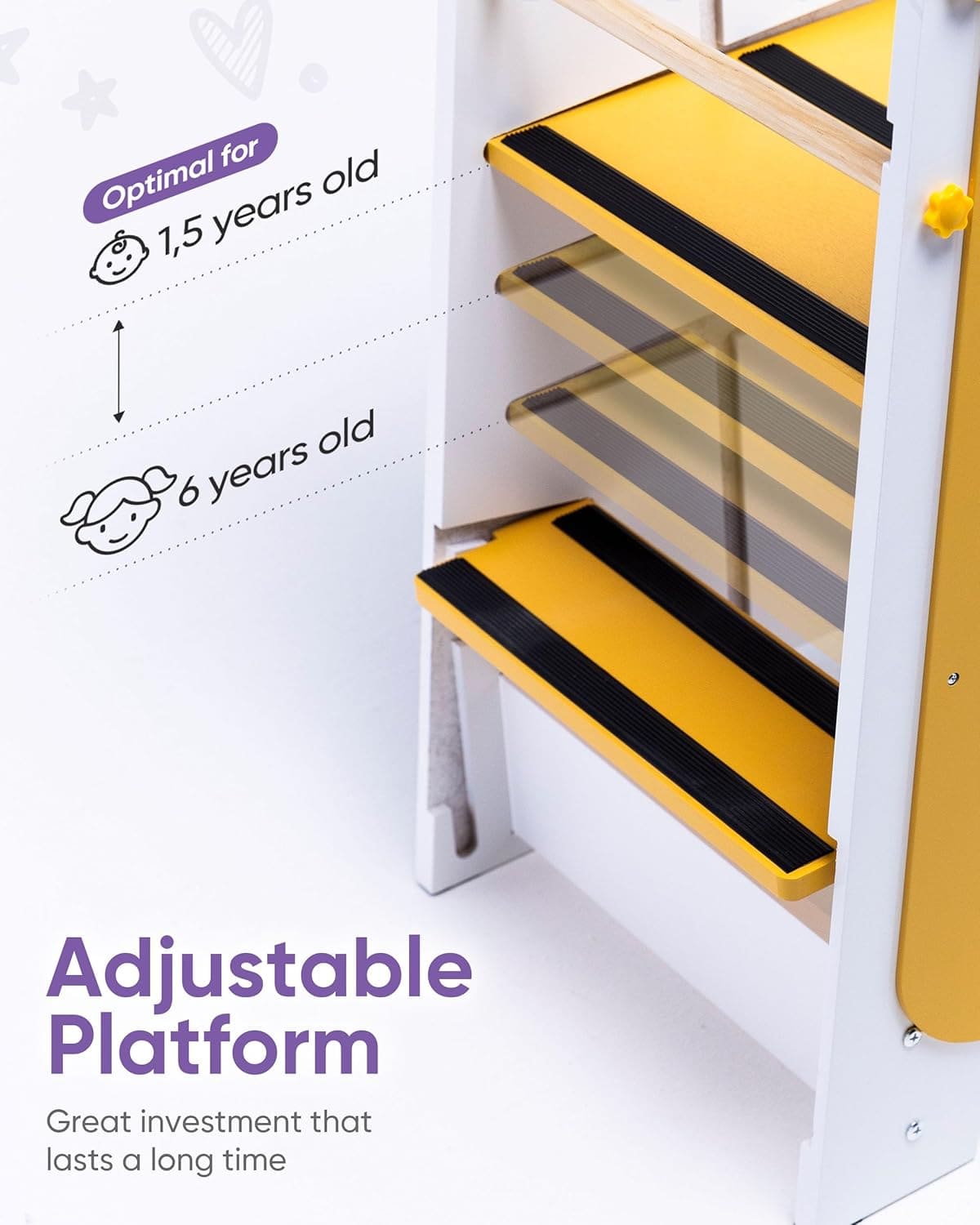 4-in-1 Montessori Helper Tower | Adjustable Learning Stool with Chalkboard