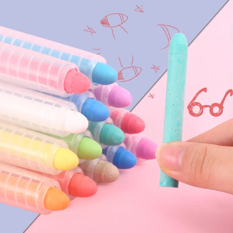 Chalk Set with Holder Dust free and Break resistant for Children's Drawing and Writing